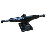 Blacksmith Low Trucks 5.5, a matte black skateboard truck featuring the "BLACKSMITH" logo, available at Low Key Skate Shop.