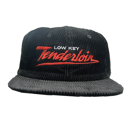 Black corduroy cap with 'Low Key Tenderloin' text on a white background

San Francisco Tenderloin Hat
