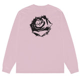 Bed of Roses L/S Tee | Deathwish - Light pink long sleeve t-shirt with a black thorny rose graphic on the back.