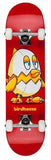 Birdhouse Chicken Mini Complete 7.75 skateboard with a red deck and a cartoon chick hatching from an egg graphic.