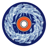 Slime Balls SB Ice Light Ups Wheels with a cool blue icy graphic and orange bearing on a dark blue wheel.