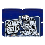 Slime Balls SB Ice Light Ups Wheels in translucent blue, with Slime Balls logo and monster graphic.