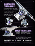 Thunder Team Inverted Polished Trucks 149, highlighting more grind clearance & smoother slides with purple bushings.